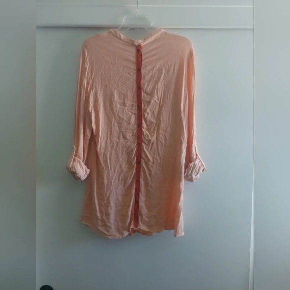 Free People Snap Out Of It Coral Tunic Top Gauzy Cotton Beach Medium - Picture 4 of 8